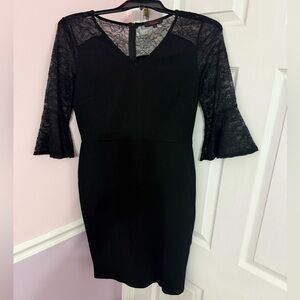 L Viwenni Midi Black lace Dress with zipper